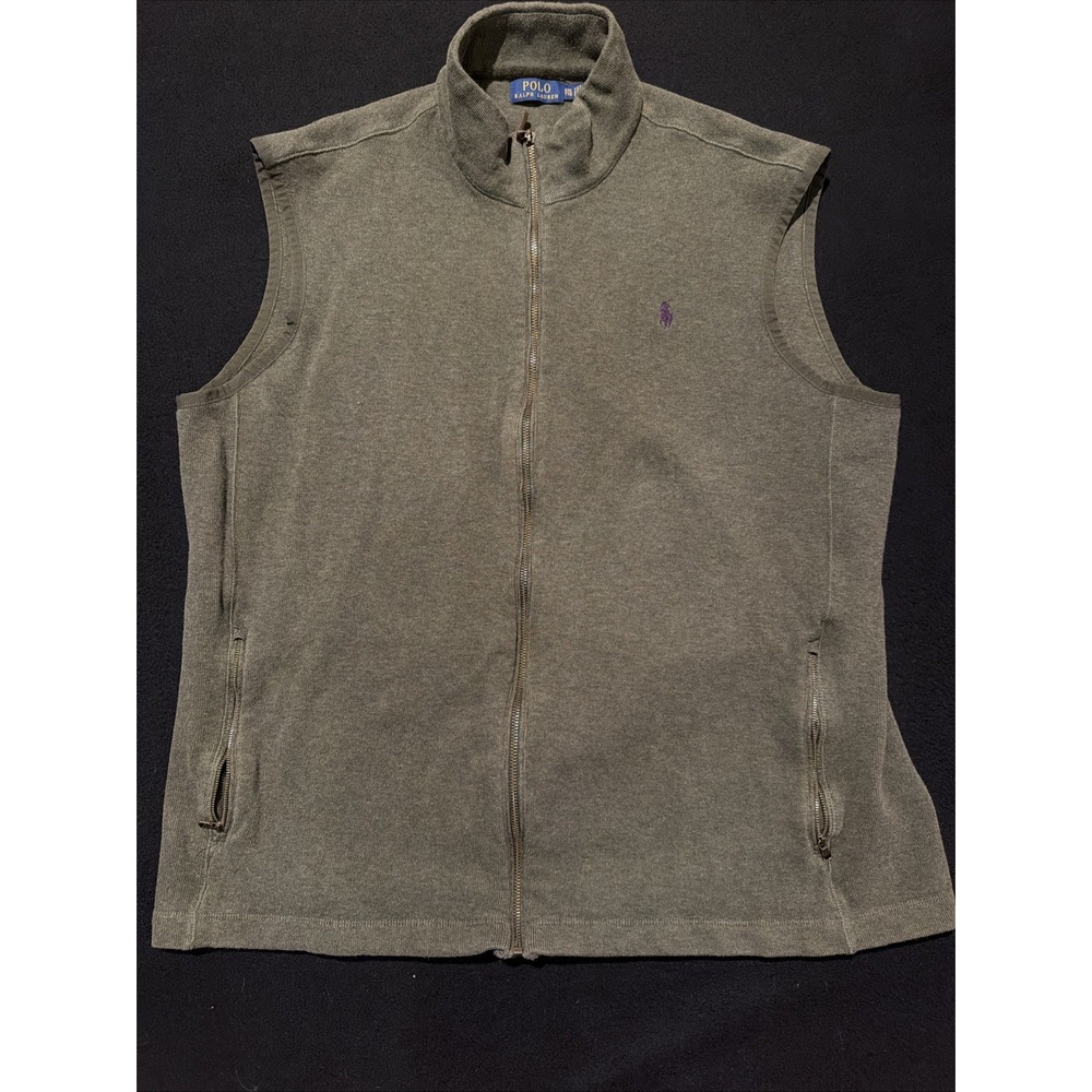 Polo Ralph Lauren Green Cotton Full Zip Sweater Vest Mens Size XXL